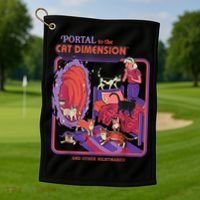 Portal To The Cat Dimension Halloween Golf Towel thumb 1