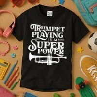 Playing The Trumpet Is My Superpower Trumpeter Player Kids T-Shirt thumb 3
