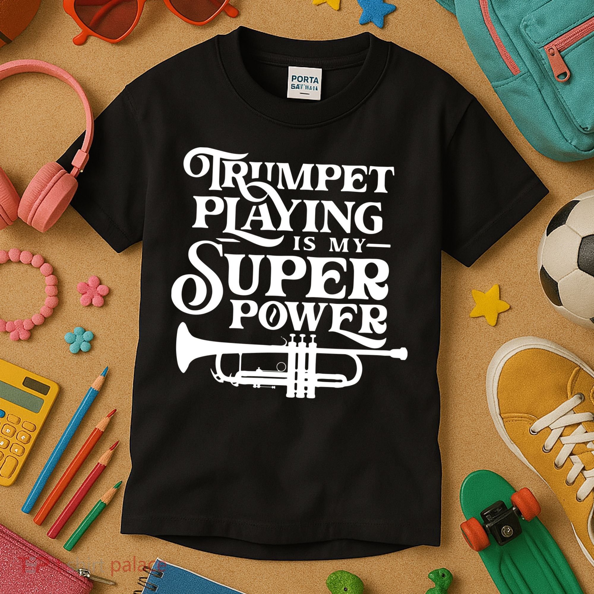 Playing The Trumpet Is My Superpower Trumpeter Player Kids T-Shirt