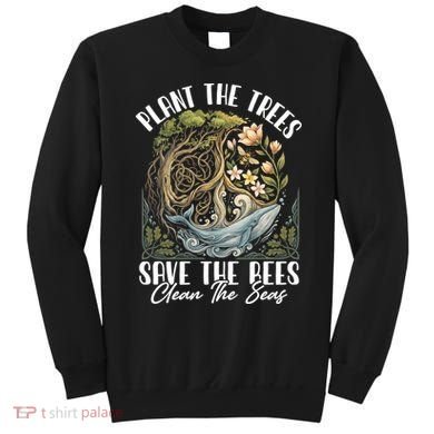 Plant The Trees Save The Bees Peace Sign Earth Sweatshirt