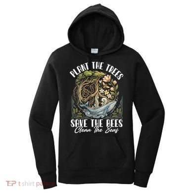 Plant The Trees Save The Bees Peace Sign Earth Women's Hoodie