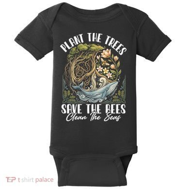Plant The Trees Save The Bees Peace Sign Earth Baby Bodysuit