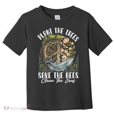Plant The Trees Save The Bees Peace Sign Earth Toddler T-Shirt