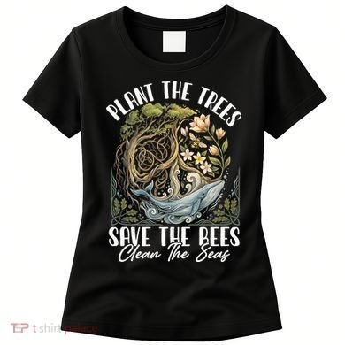 Plant The Trees Save The Bees Peace Sign Earth Women's T-Shirt