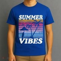 Palm Tree Tropical Beach Party Vintage Retro Summer Vibes Cute Gift T-Shirt thumb 3