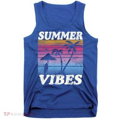 Palm Tree Tropical Beach Party Vintage Retro Summer Vibes Cute Gift Tank Top