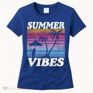 Palm Tree Tropical Beach Party Vintage Retro Summer Vibes Cute Gift Women's T-Shirt