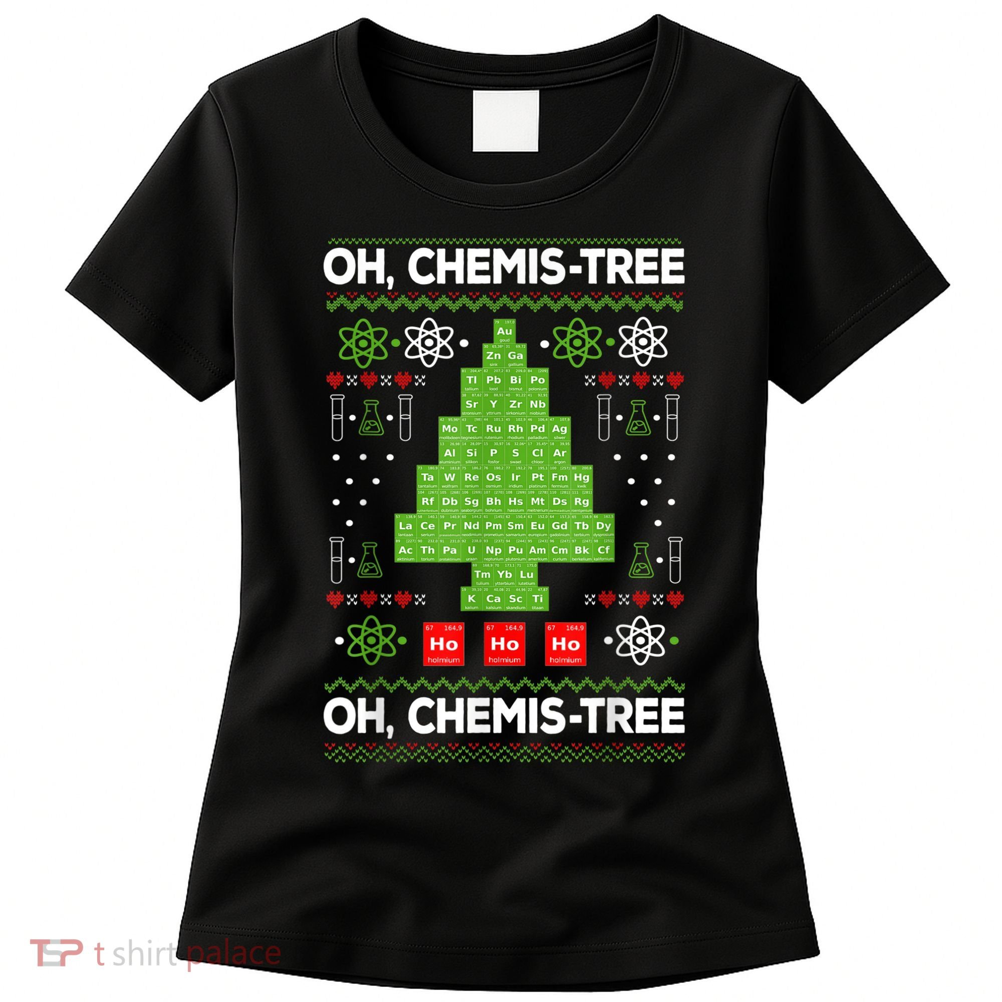 Periodic Table Tree Oh Chemistree Fun Chemistry Teacher Xmas Women's T-Shirt