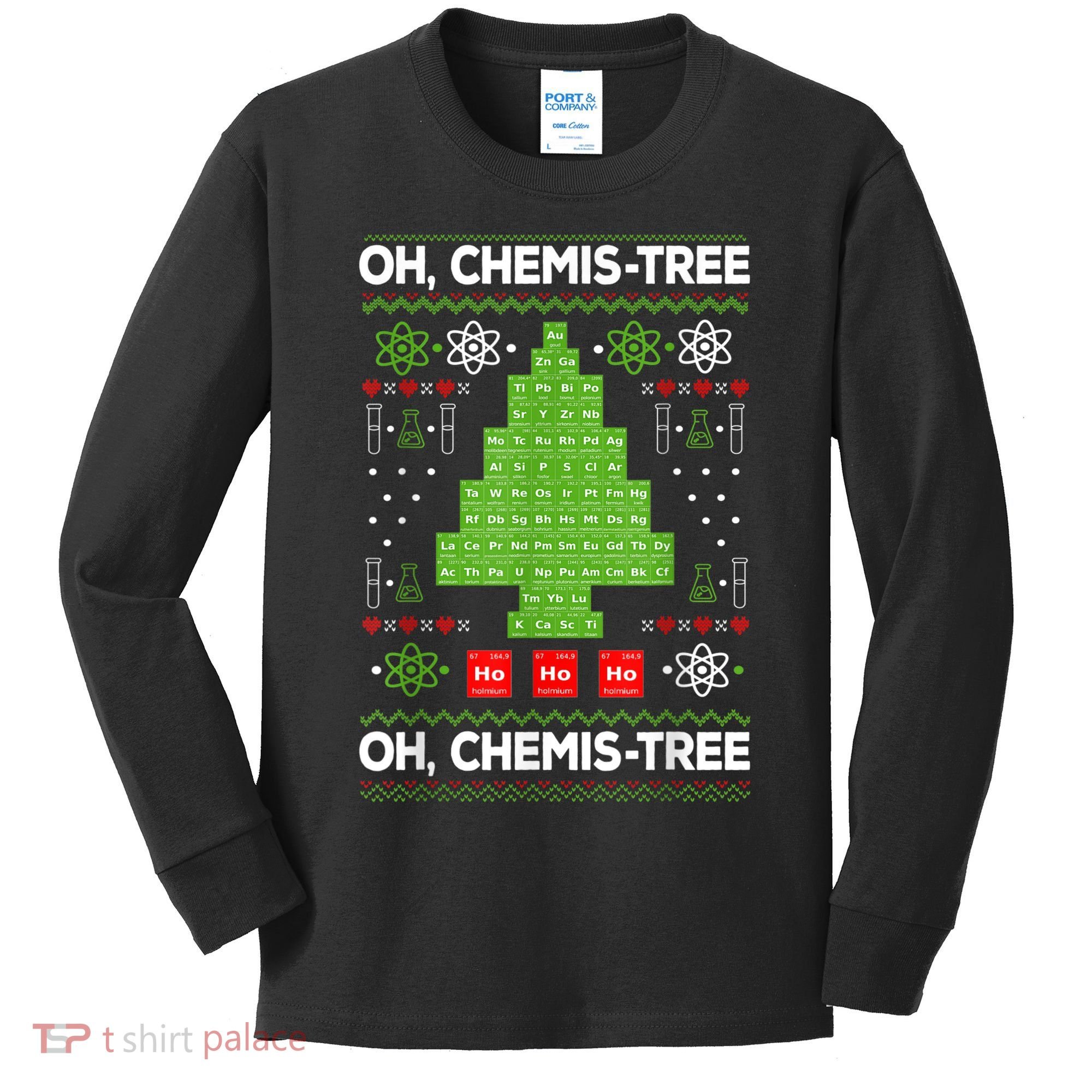 Periodic Table Tree Oh Chemistree Fun Chemistry Teacher Xmas Kids Long Sleeve Shirt