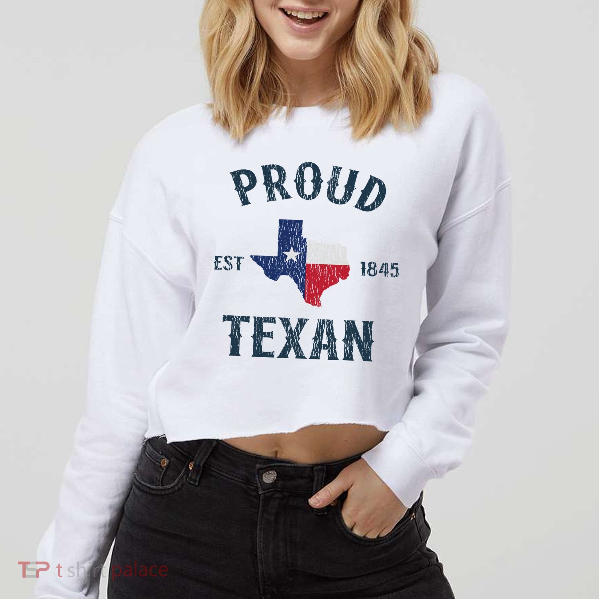Proud Texan Texas Pride Cropped Pullover Crew