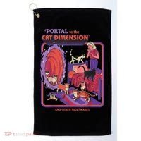 Portal To The Cat Dimension Halloween Golf Towel thumb 0