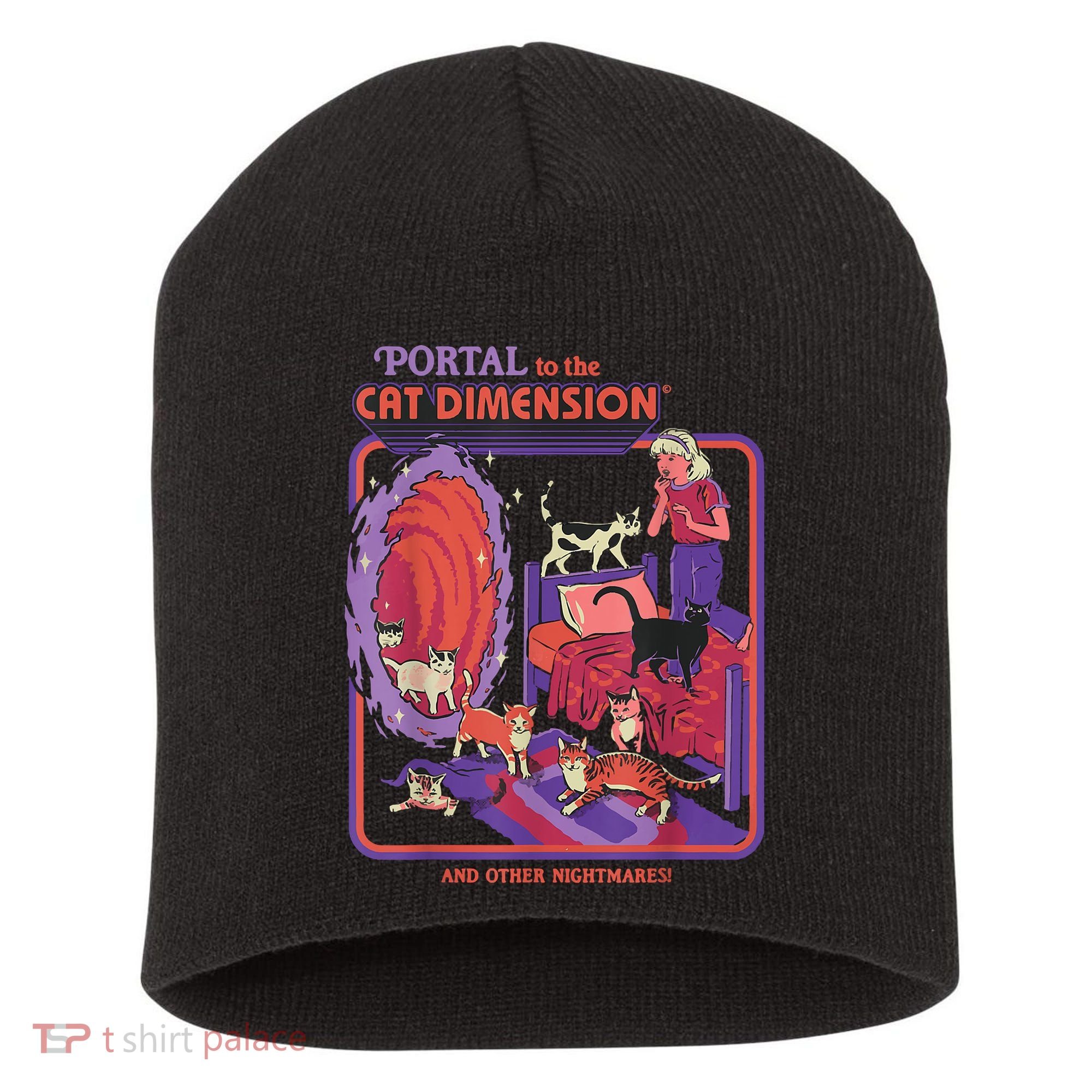 Portal To The Cat Dimension Halloween Short Acrylic Beanie