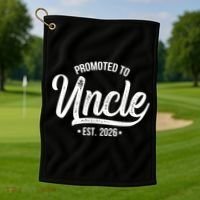 Promoted To Uncle EST 2026 Golf Towel thumb 1