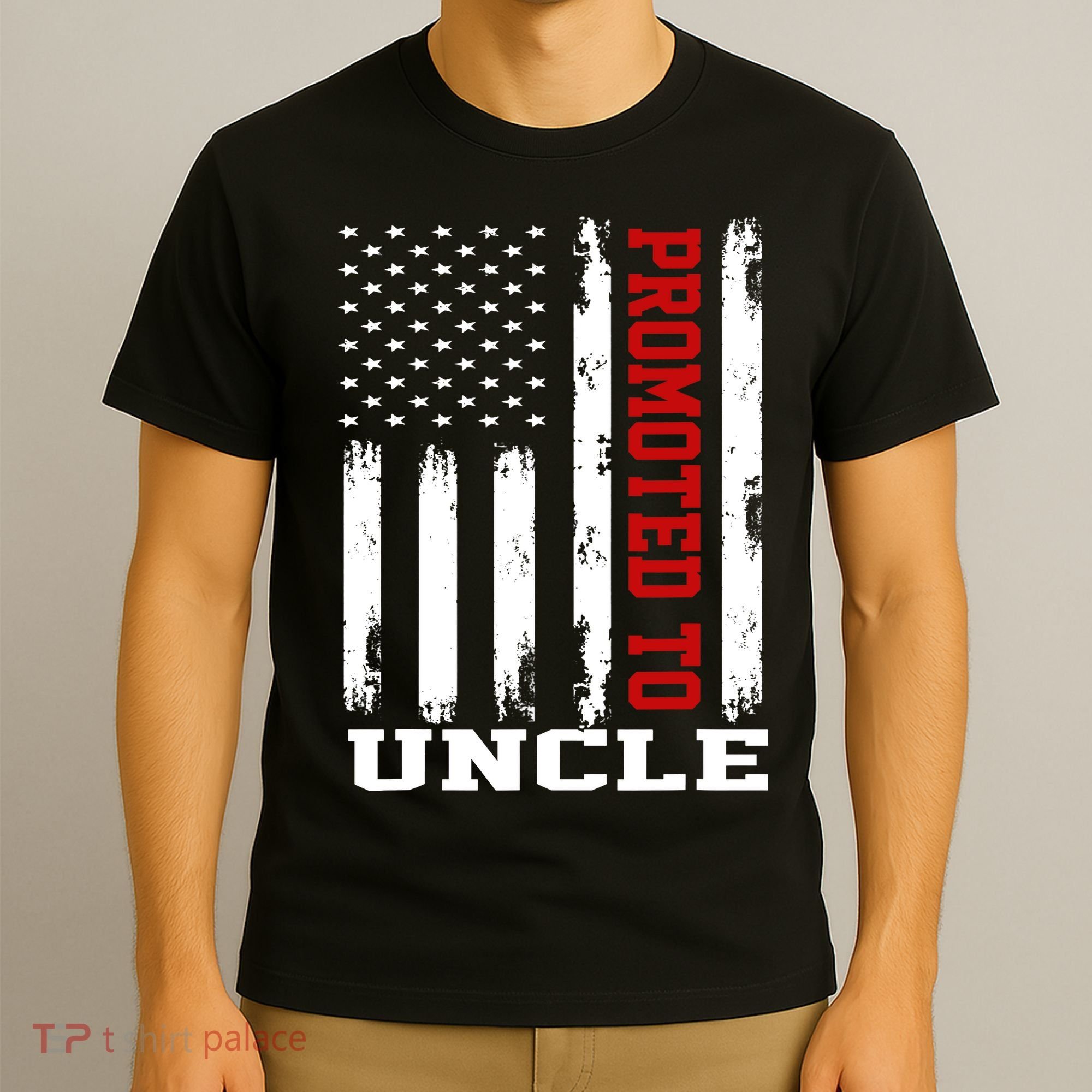 Promoted To Uncle Vintage Flag Soon To Be Uncle Fathers Day T-Shirt