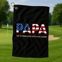 Papa The Veteran The Myth The Legend Golf Towel thumb 1