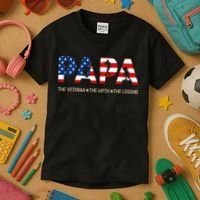 Papa The Veteran The Myth The Legend Kids T-Shirt thumb 3