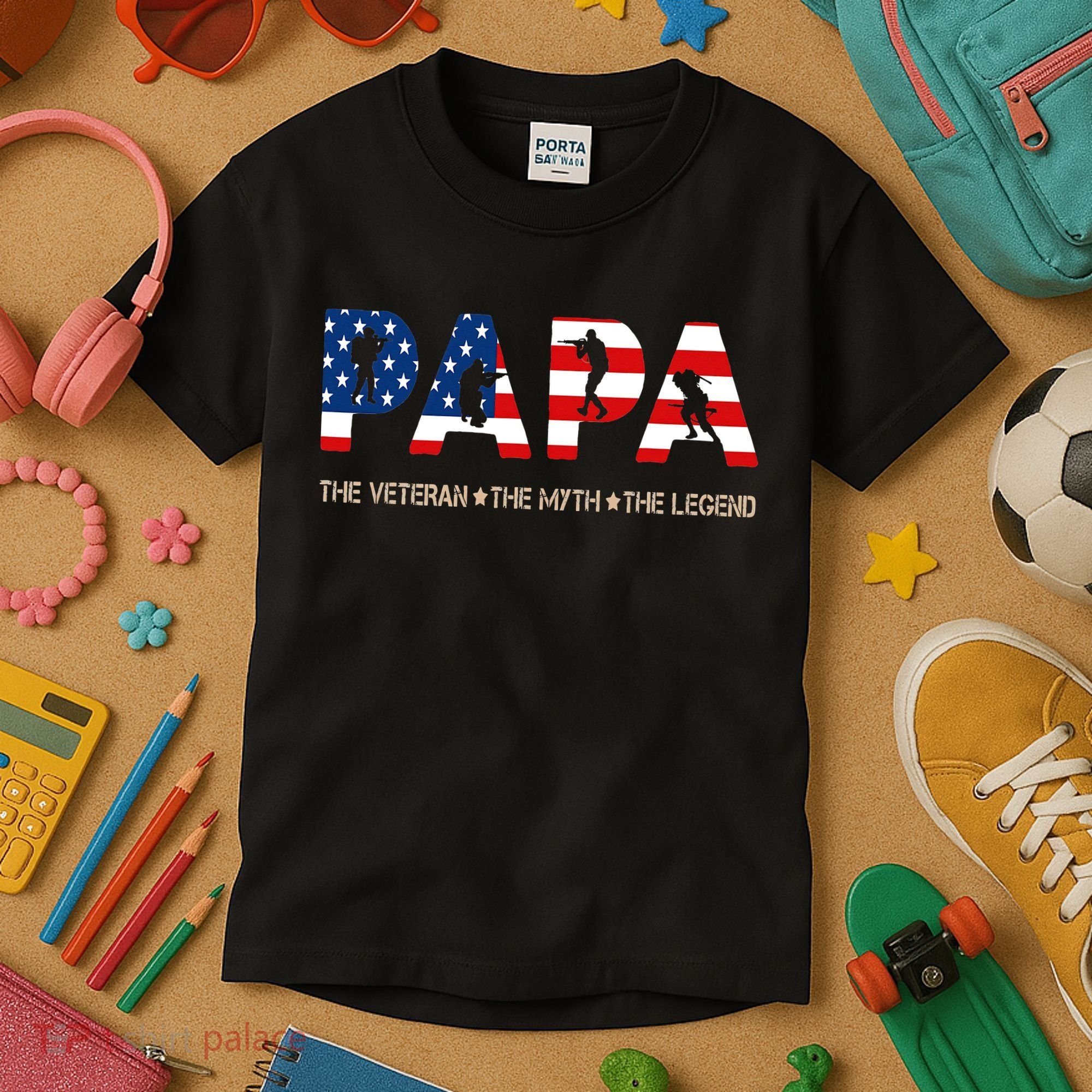 Papa The Veteran The Myth The Legend Kids T-Shirt