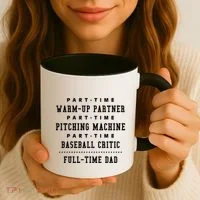 Part Time Warm Up Partner Pitching Baseball Full Time Dad Cute Gift Coffee Mug thumb 3