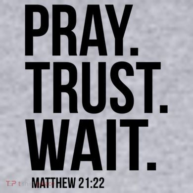Pray Trust Wait Matthew 21:22 Scripture Christian Gift Women's Racerback Cropped Tank