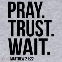 Pray Trust Wait Matthew 21:22 Scripture Christian Gift Women's Racerback Cropped Tank thumb 2