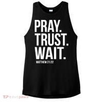 Pray Trust Wait Matthew 21:22 Scripture Christian Gift Ladies PosiCharge Tri-Blend Wicking Tank thumb 0