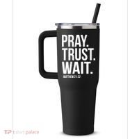 Pray Trust Wait Matthew 21:22 Scripture Christian Gift 40oz Vacuum Insulated Stainless Steel Travel Tumbler thumb 2