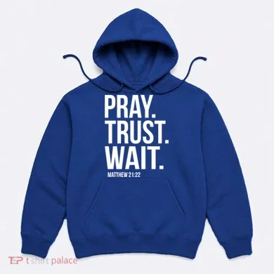 Pray Trust Wait Matthew 21:22 Scripture Christian Gift Hoodie
