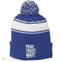 Pray Trust Wait Matthew 21:22 Scripture Christian Gift Stripe Pom Pom Beanie thumb 0