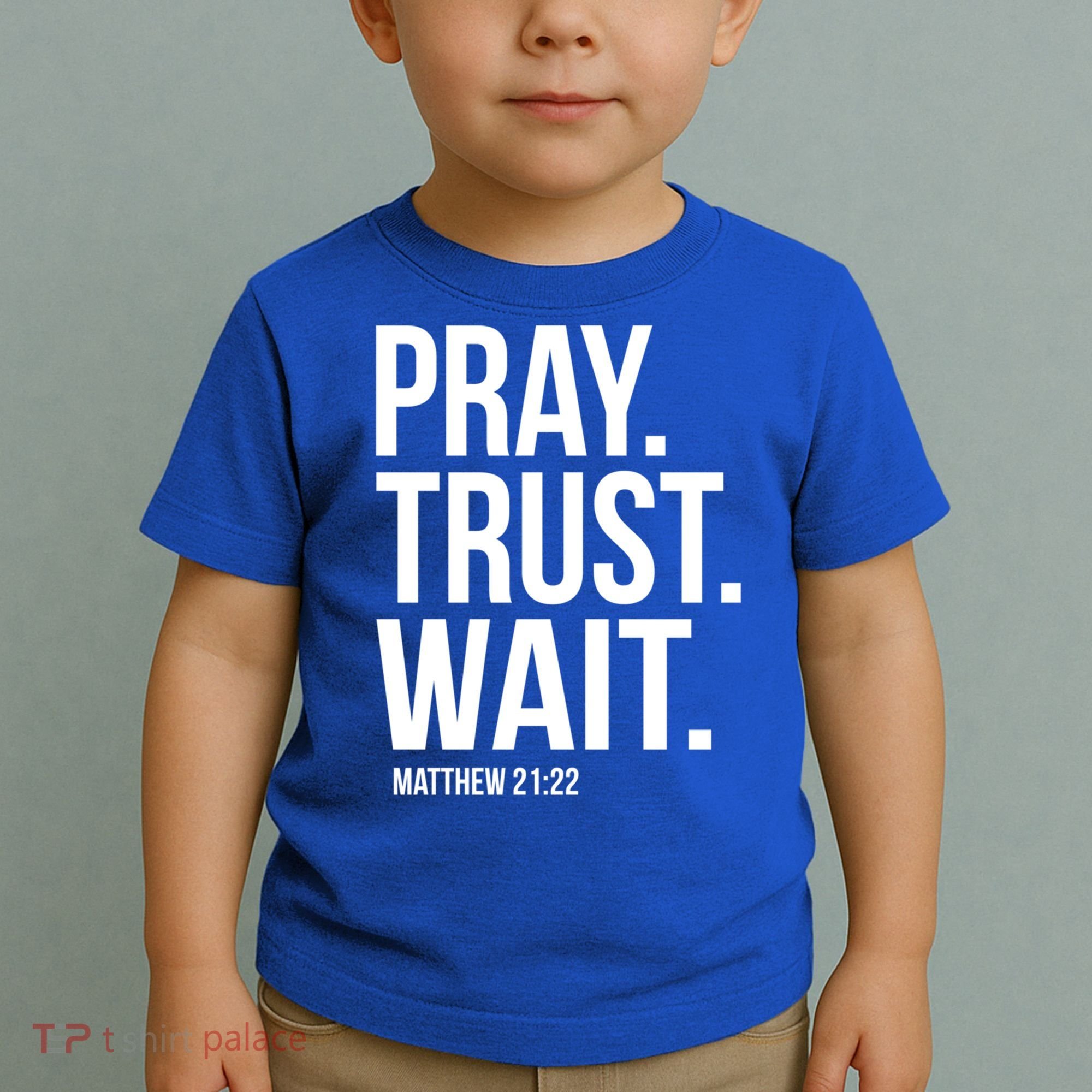 Pray Trust Wait Matthew 21:22 Scripture Christian Gift Toddler T-Shirt