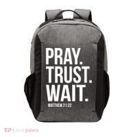 Pray Trust Wait Matthew 21:22 Scripture Christian Gift Vector Backpack thumb 0
