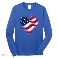 Patriotic Usa American Flag Heart Long Sleeve Shirt thumb 0
