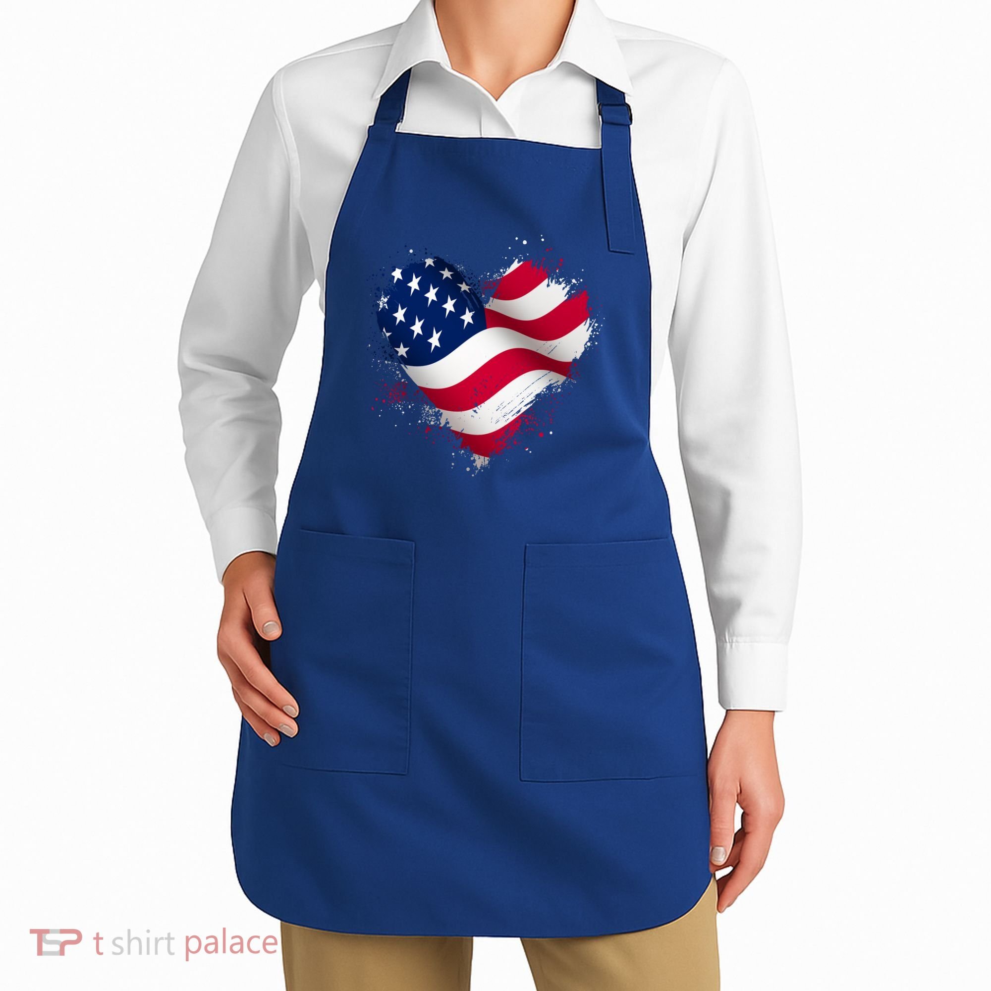 Patriotic Usa American Flag Heart Apron