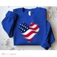 Patriotic Usa American Flag Heart Sweatshirt thumb 2