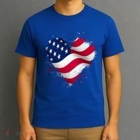 Patriotic Usa American Flag Heart T-Shirt thumb 3
