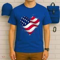 Patriotic Usa American Flag Heart T-Shirt thumb 6