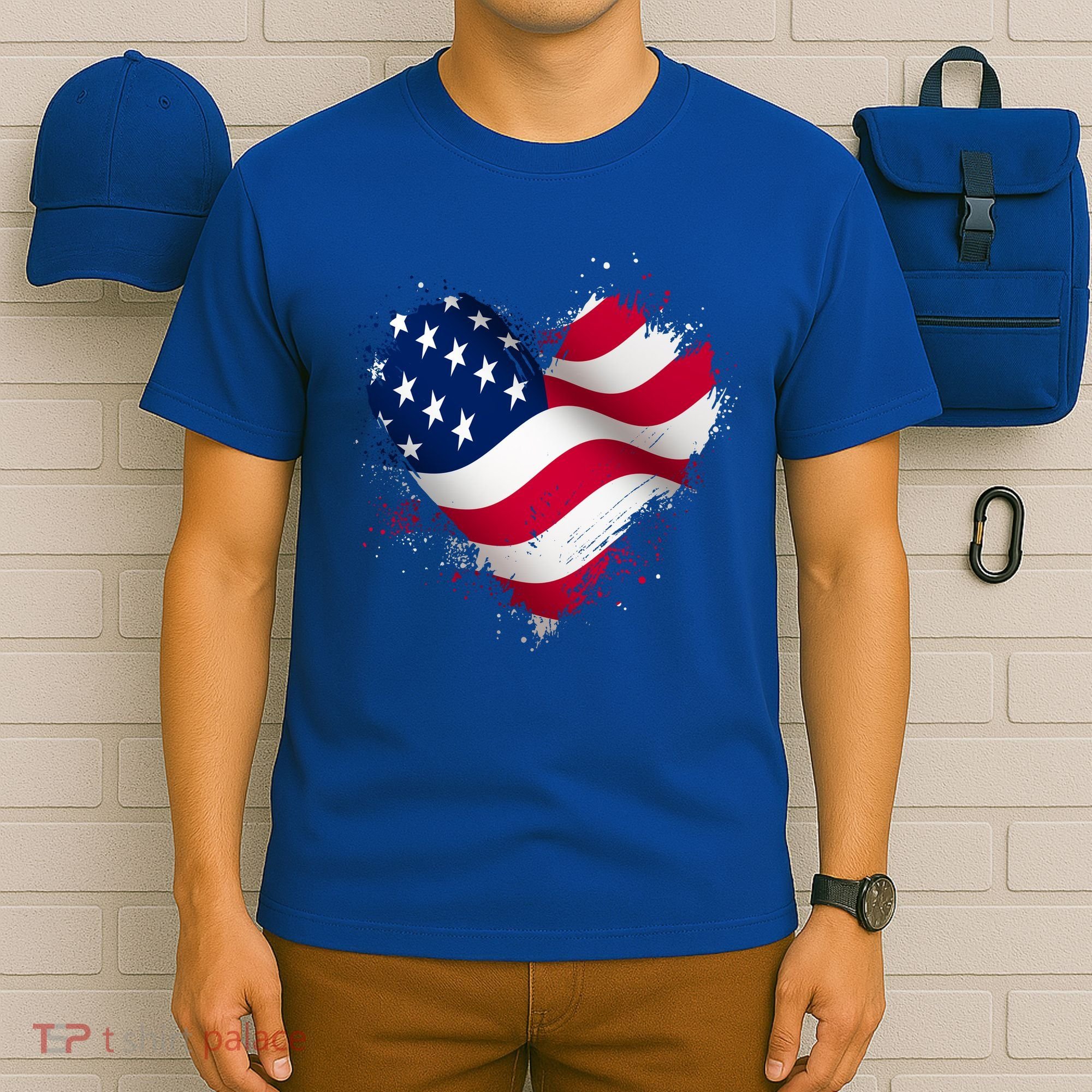 Patriotic Usa American Flag Heart T-Shirt