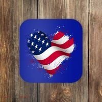 Patriotic Usa American Flag Heart Coaster thumb 0