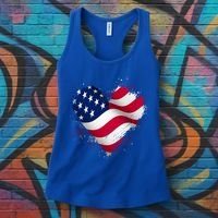 Patriotic Usa American Flag Heart Women's Tank Top thumb 3