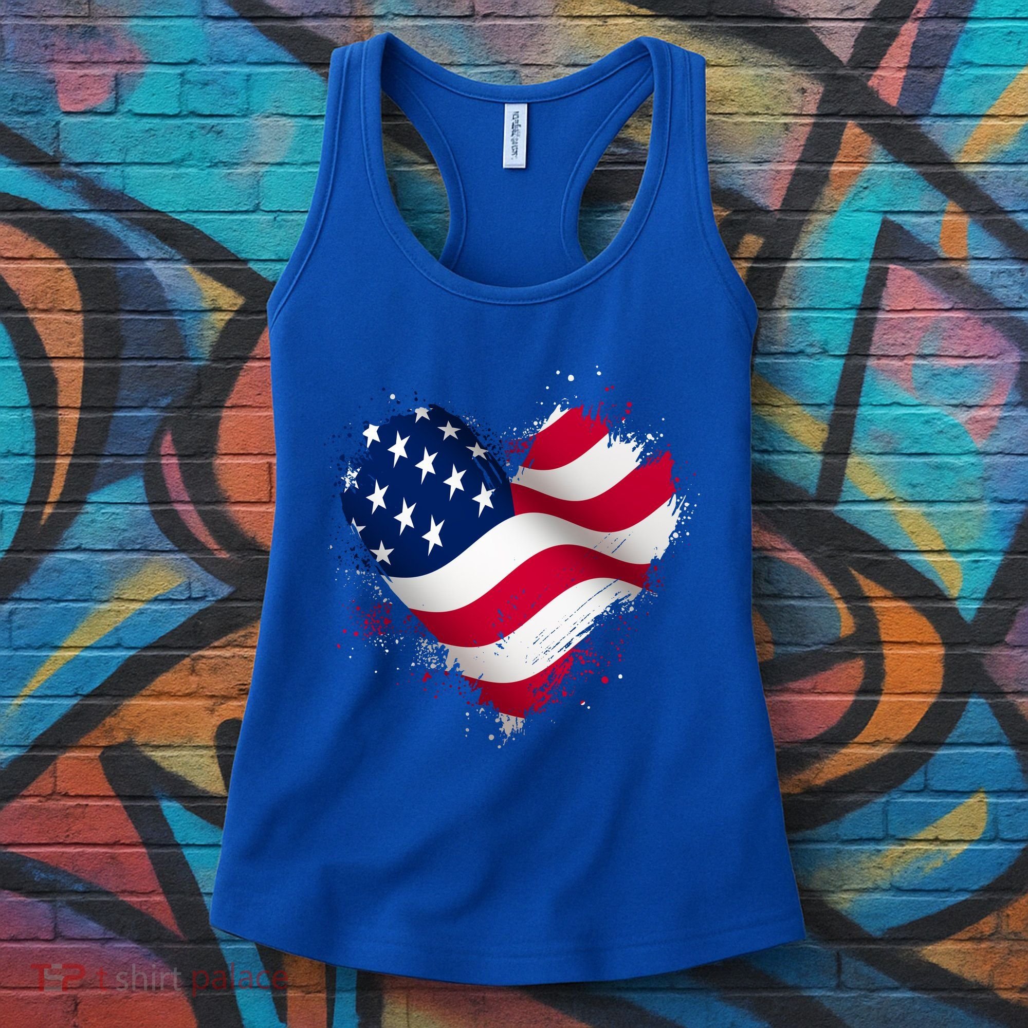 Patriotic Usa American Flag Heart Women's Tank Top