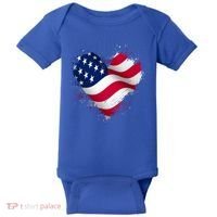 Patriotic Usa American Flag Heart Baby Bodysuit thumb 0
