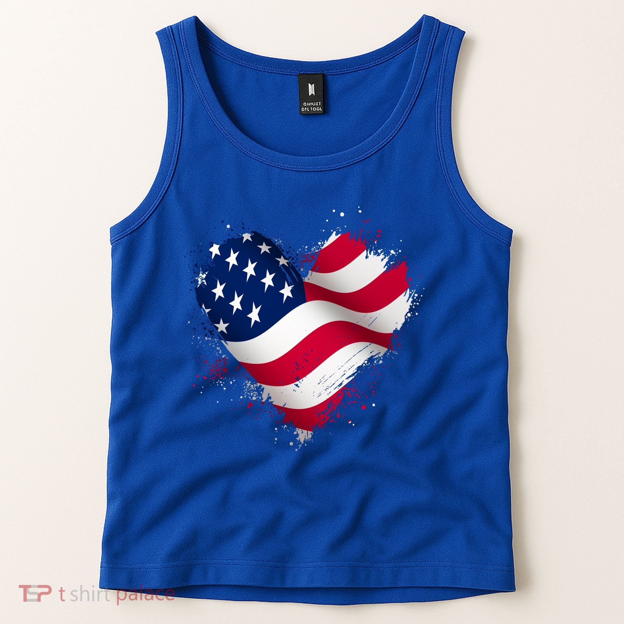 Patriotic Usa American Flag Heart Tank Top