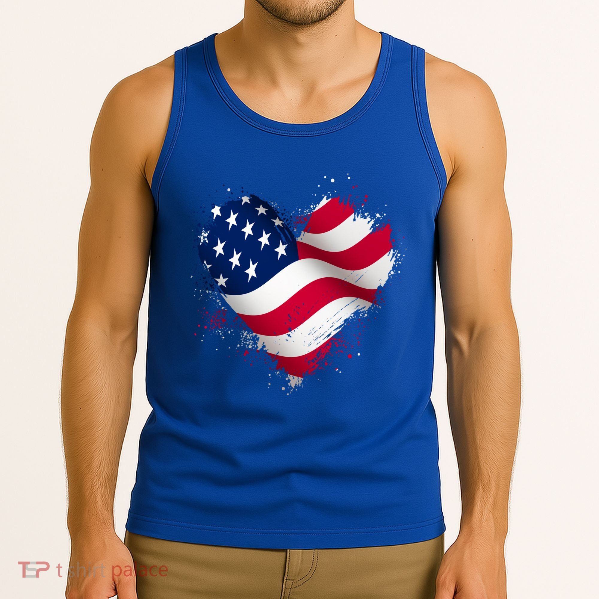 Patriotic Usa American Flag Heart Tank Top
