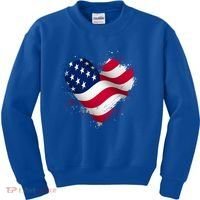 Patriotic Usa American Flag Heart Kids Sweatshirt thumb 0