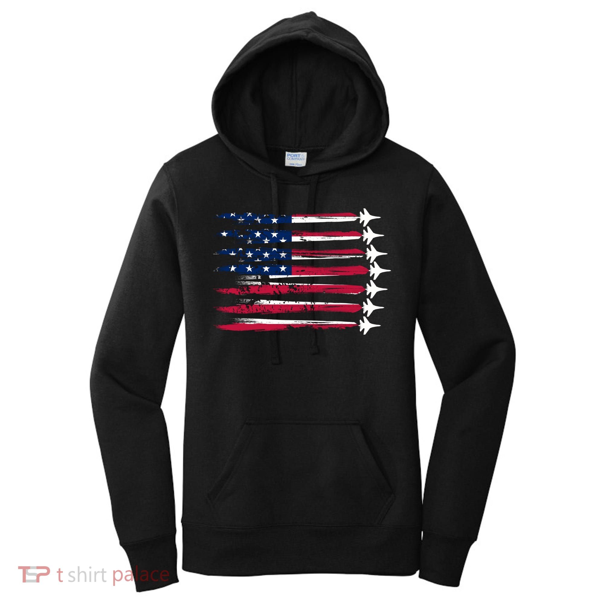 Patriotic USA American Flag Air Show Jets Women's Hoodie