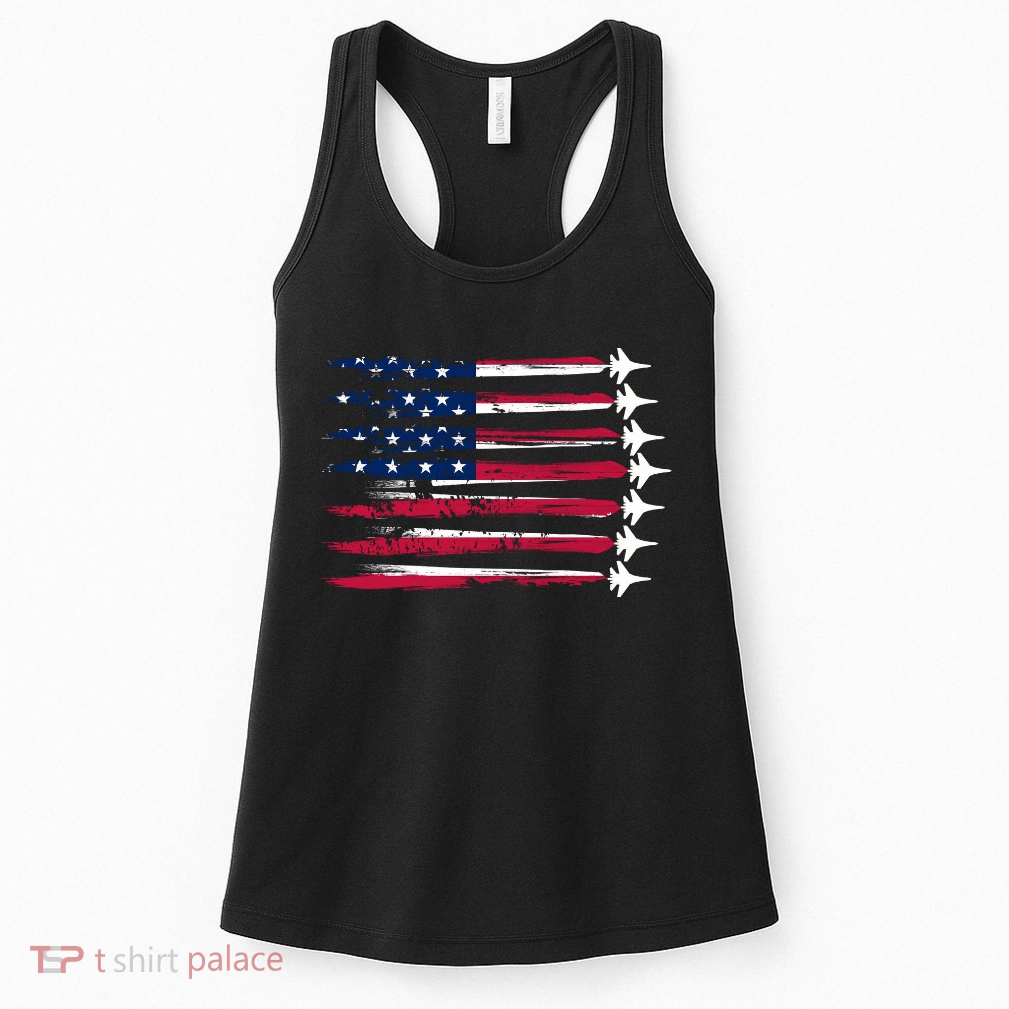 Patriotic USA American Flag Air Show Jets Women's Tank Top