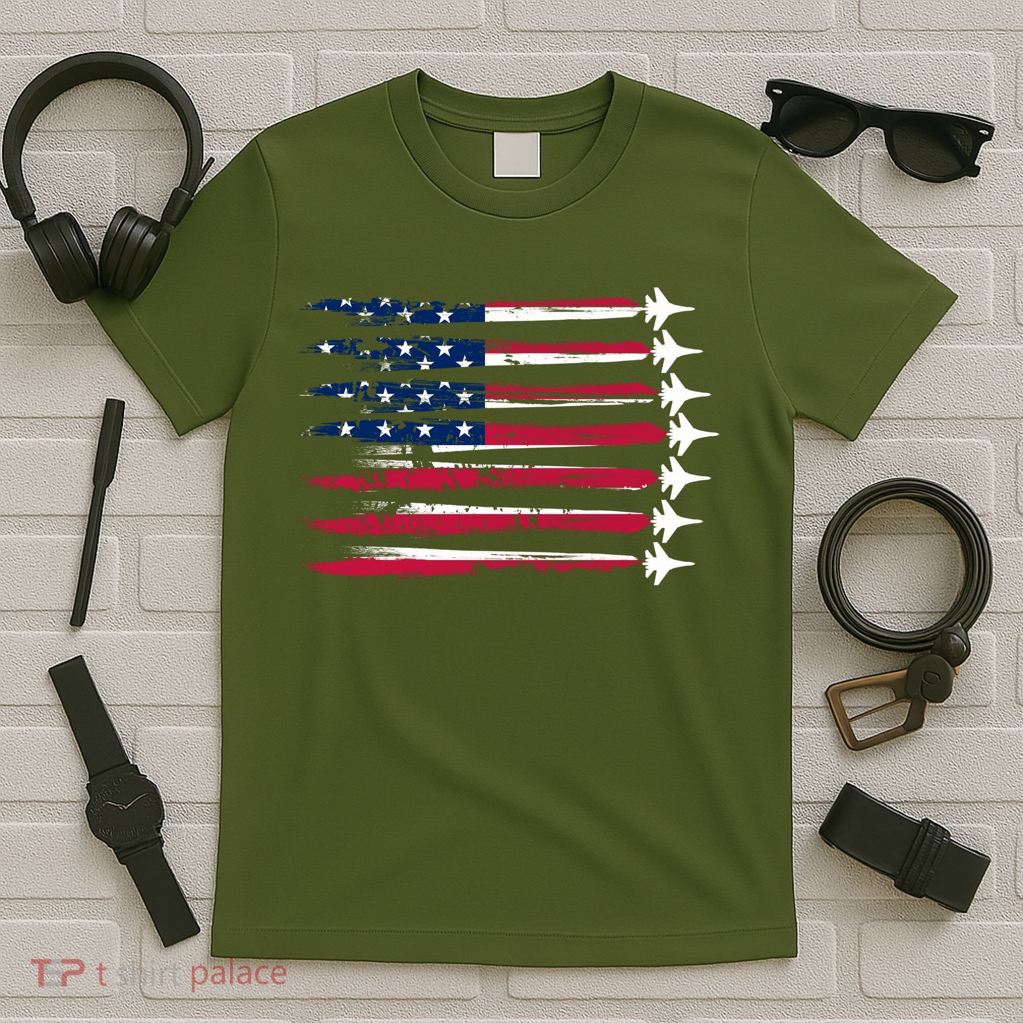 Patriotic USA American Flag Air Show Jets T-Shirt