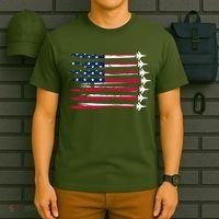 Patriotic USA American Flag Air Show Jets T-Shirt thumb 6