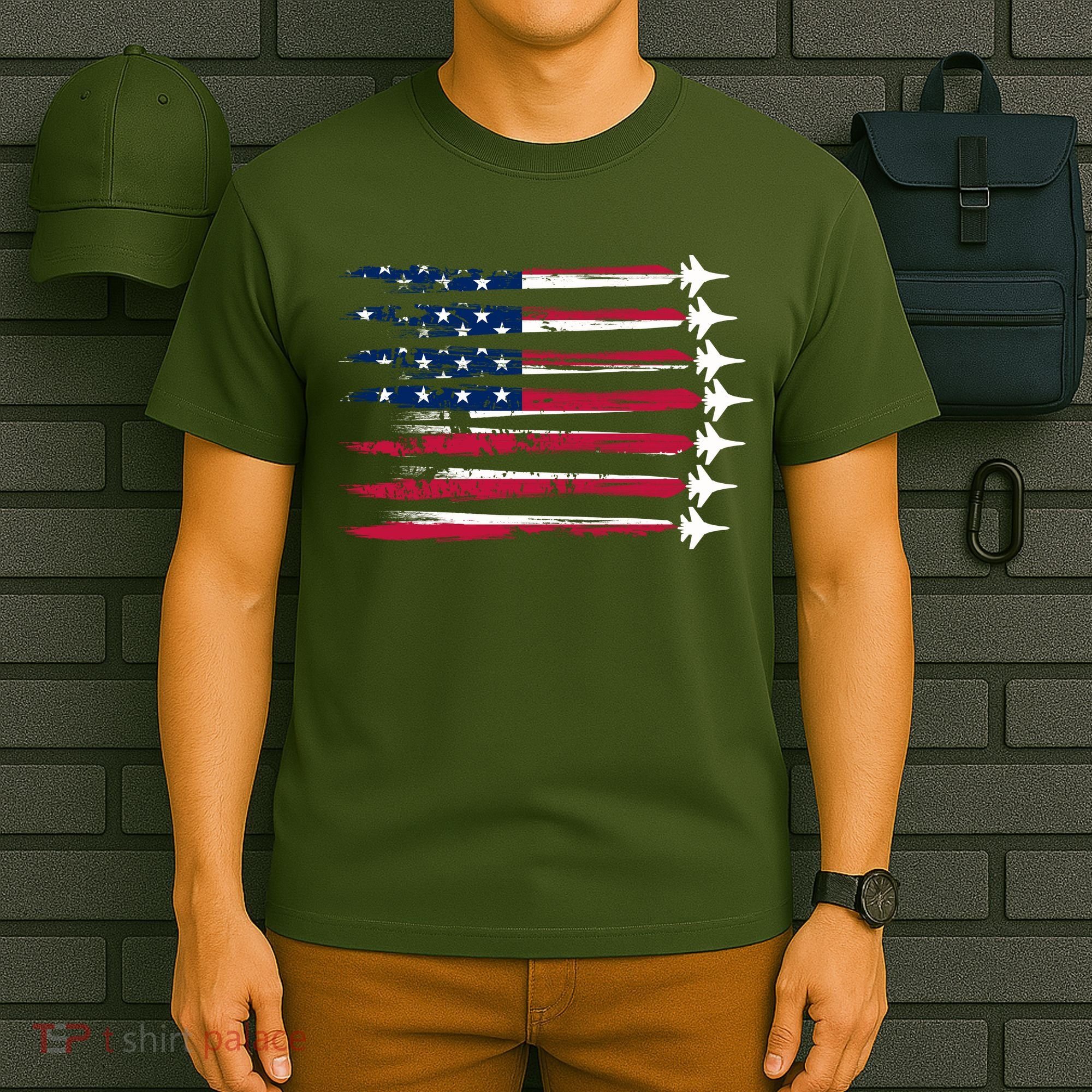 Patriotic USA American Flag Air Show Jets T-Shirt