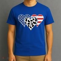 Patriotic Usa American Flag Heart Love Cow Print Us Flag Meaningful Gift T-Shirt thumb 3