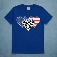 Patriotic Usa American Flag Heart Love Cow Print Us Flag Meaningful Gift T-Shirt thumb 5